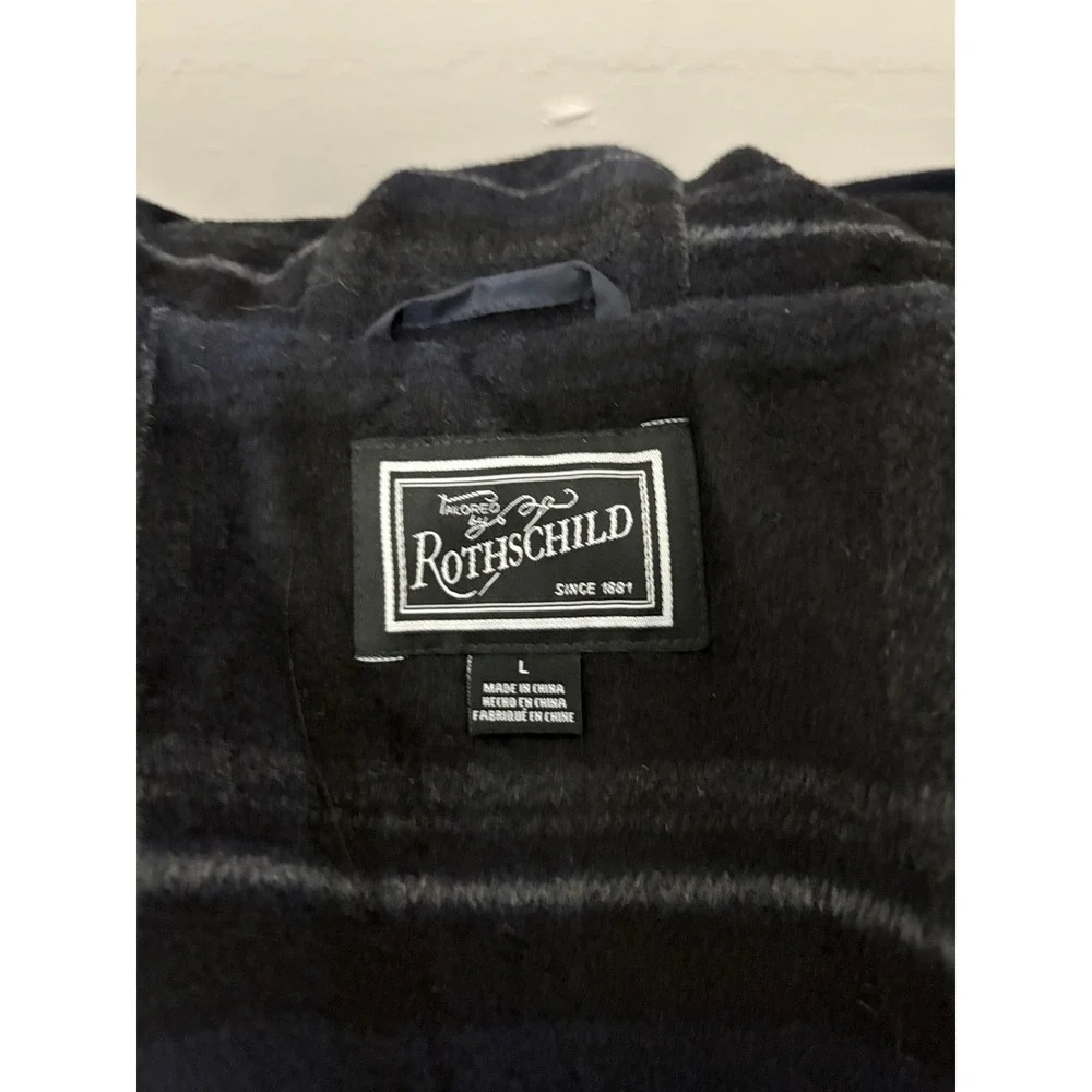 Rothschild Kids Navy Blue Toggle Duffle Coat Hooded Quilted Plaid Lining Large